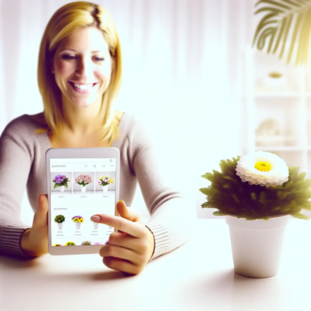 Online virágcsokor rendelési folyamat illusztrációja